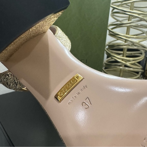 Gucci Marmont GG City Sandal Metallic Gold 37 - Picture 7 of 9